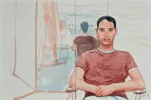 David Hockney, Mike Izzo IV, 2003, Watercolor on paper in two sheets