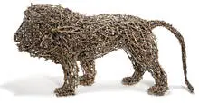 John McQueen, Haystack Lion (Curly Tail), 1999, Sticks and bundle ties