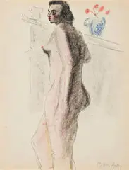Milton Avery, Standing Nude with Vase, c. 1940, Mixed media
