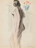 Milton Avery, Standing Nude with Vase, c. 1940, Mixed media