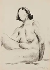 Milton Avery, Sturdy Nude, Lithograph with crayon