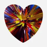 Signed Heart Spin Painting by Damien Hirst, 2009, acrylic on paper, sold Jun 2021