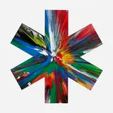 Asterisk Spin Painting by Damien Hirst, 2009, acrylic on paper, sold Jun 2021