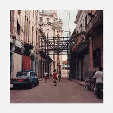 Carlos Garaicoa, Untitled (Women in street with scaffolding), 1995, cibachrome print