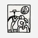 Keith Haring, Unique preparatory print for Kutztown edition, 1989, screenprint with hand coloring and paper additions