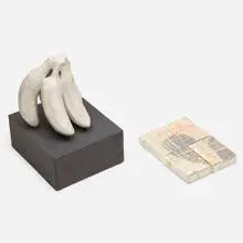 Ralph Lemon, Banana, epoxy clay, lignin free box construction, mixed media hard-cover book collage