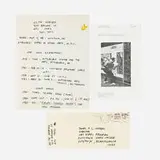 Keith Haring, Hand-written biography and envelope with Crawling Baby drawing, 1983, marker on paper
