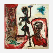 Rolph Scarlett, Nude with Blue Sun, oil on wood board
