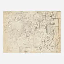 Peter Busa, Indian Space Drawing #2, c. 1940, graphite on paper