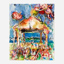 June Leaf, Carnival Scene, 1967, gouache and watercolor on paper