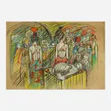 June Leaf, Carnival, 1956, oil and pastel on paper laid to Masonite