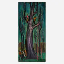 Santos Zingale, Figures in a Tree, 1951, oil on Masonite