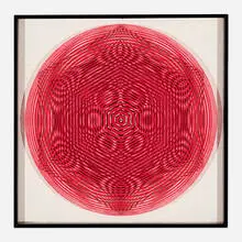 Reginald H. Neal, Magenta Moire, 1966, screenprint, lucite, paper, and Masonite construction
