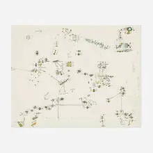 Gianfranco Baruchello, Untitled, ink and enamel on paper and glass