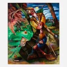 Steven Campbell, The Pool Player, 1985, oil on paper laid to canvas