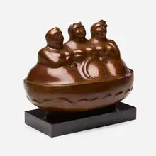 Yuri Krasny, Three in a Boat, bronze, stone