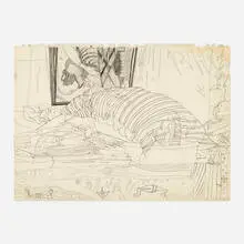 Anne Harvey, Interior Scene, graphite on paper