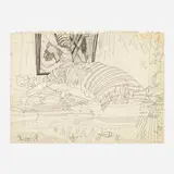 Anne Harvey, Interior Scene, graphite on paper