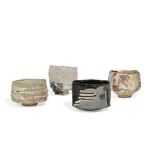 Studio Pottery, chawan (tea bowls), collection of four