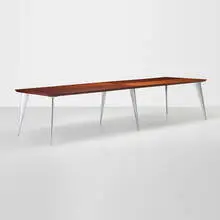 M (Serie Lang) dining table by Philippe Starck, c. 1988, ribbon mahogany, cast aluminum, sold Sep 2012