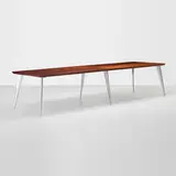 Philippe Starck, M (Serie Lang) dining table, c. 1988, ribbon mahogany, cast aluminum