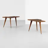 Gio Ponti, pair of occasional tables from the Hotel Bristol, Merano, c. 1945, Italian walnut