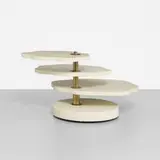 Gabriella Crespi, tiered occasional table, c. 1970, lacquered wood, brass