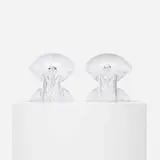 Umberto Riva, Medusa table lamps, pair, c. 1972, glass, stainless steel, ceramic, rubber