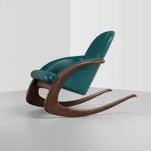 Crescent rocker by Wendell Castle, 1984, walnut, leather, sold Sep 2012