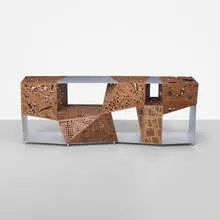Steven Holl, Riddled cabinet, 2006, walnut, anodized aluminum, rubber