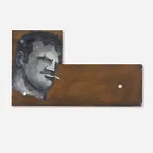 Robert Loughlin, untitled, 2007, oil on found wood and steel tabletop