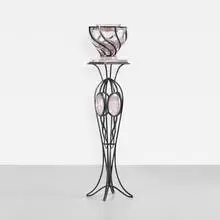 Chantilly vase on stand by André Dubreuil, 1991, wrought iron, glass, sold Sep 2012