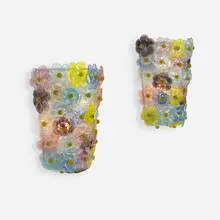 sconces, pair by Archimede Seguso, c. 1950, glass, enameled steel, sold Sep 2012