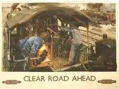 Terence Cuneo, Untitled, Terence Cuneo (1907-1996) 'CLEAR ROAD AHEAD' a British Railways lithograph poster
