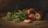 Still Life with Grapes and Apples by American School, oil on canvas, sold May 2023