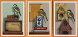 James Carter, Three Works: Travel Plans, Snap Shot #4, and Bird House, acrylic on board