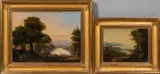 Two Summer Landscapes with Mountains and Water Views by American School, both oil on canvas, sold May 2023
