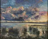French School, Coucher de Soleil, oil on canvas