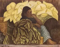 Lily Vendor Signed within the matrix. Offset lithograph on paper, 12 3/4 x 16 1/4 in. (32.4 x 41.3 cm), framed. by Diego Rivera, sold May 2023