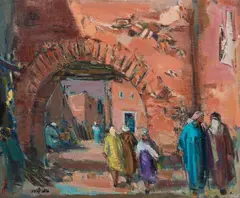 Khaled Al-jadir, City Archway, oil on board