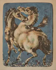 Hans Erni, Two Horses, lithograph on paper