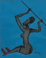 Charles Alston, Seated Nude, gouache on paper