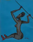 Charles Alston, Seated Nude, gouache on paper