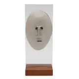 David Gil, Mask/Head, mounted to lucite fitted into a wood base