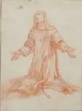 Italian School, Nun Kneeling with Hands Outstretched, red chalk on laid paper
