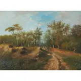 Paul Pascal, Herding Sheep Along a Country Path sight size 17 x 23 1/4 in. (43.0 x 59.0 cm) framed 36 1/2 x 31 3/8 x 1 1/4 in