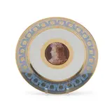 Sèvres, Iconographique Francois Plate, polychrome enameled and gilded with central titled portrait bordered with palmettes