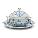 Porcelain Blue Onion Pattern Tureen and Underplate by Meissen, sold Apr 2023