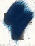 Arnulf Rainer, blaues KREUZ, 1990, Ölkreide und Aquarell über Radierung auf Papier