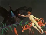 Richard Müller, Tigerlilien, 1917, Öl auf Holz